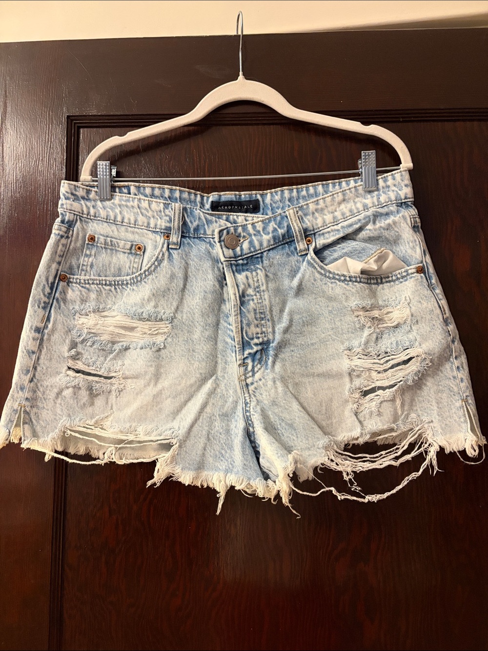 Aeropostale Light Blue Distressed Denim Cutoff Shorts